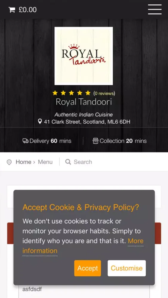 Tangkapan skrin Royal Tandoori