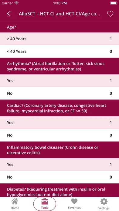 Capturas de tela do Hematology app