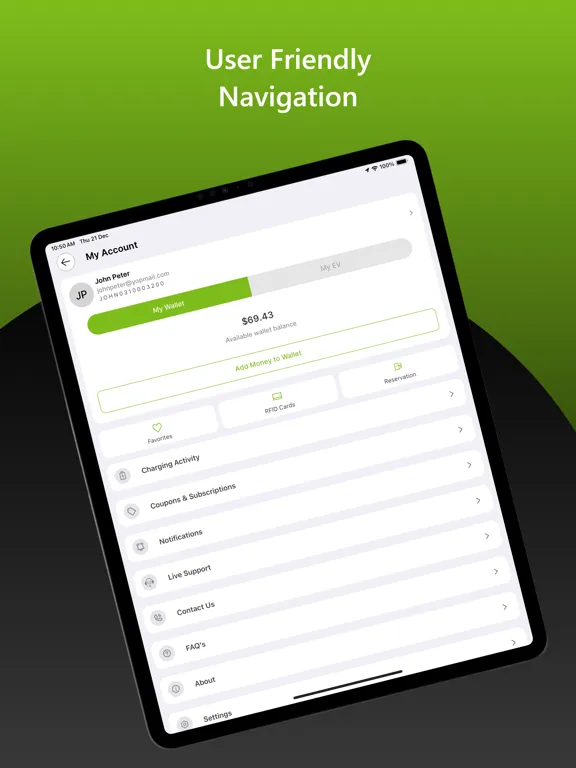 Zrzuty ekranu GRAVITI EV CHARGING iPad 