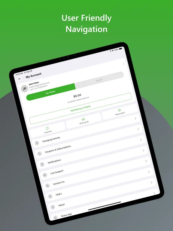Greenspeed EV Charging iPad  Screenshots