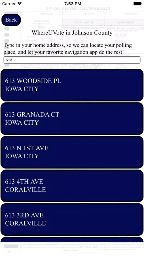WhereUVote IA - Johnson County應用截圖