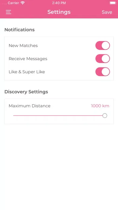 Capturas de tela do Eatance Dating app