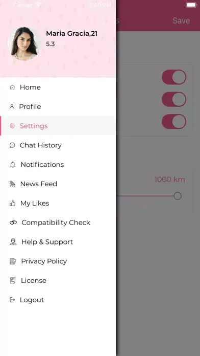 Capturas de tela do Eatance Dating app