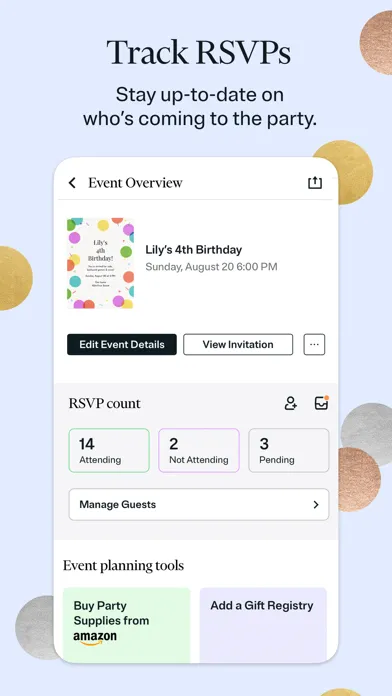 Tangkapan layar Evite: Party Invitation Maker