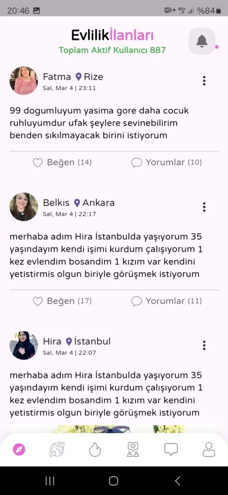 Tangkapan layar Tanışma ve Evlilik İlanları