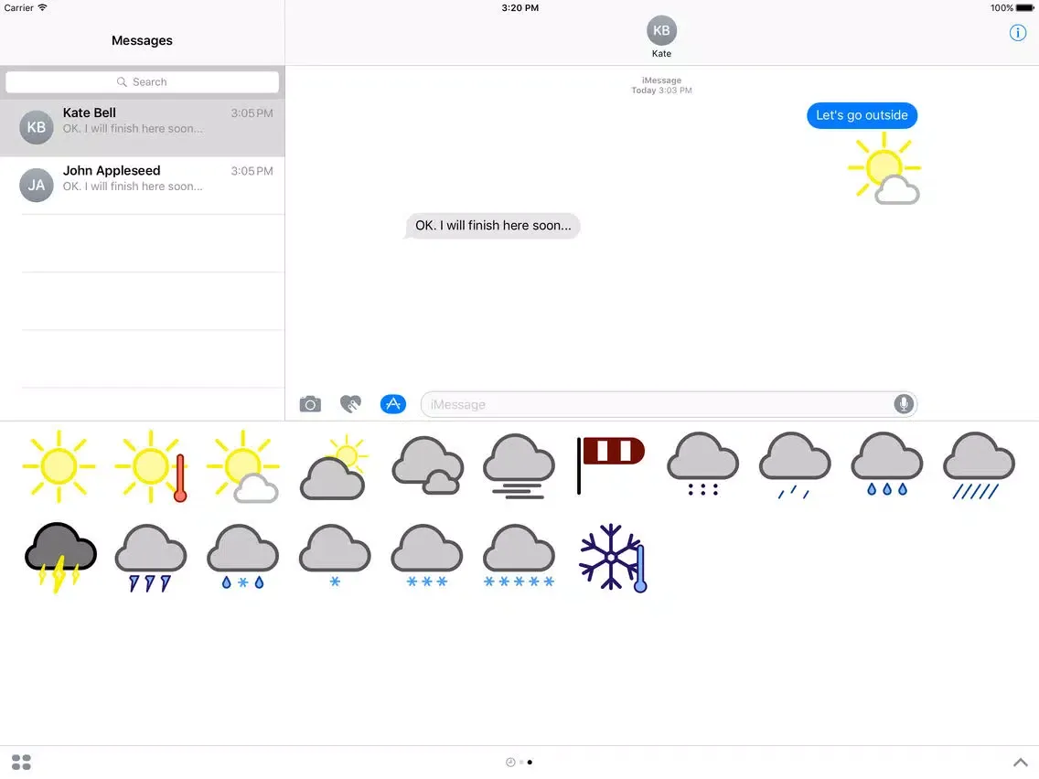 Weather Stickers for Messages iPad  Screenshots