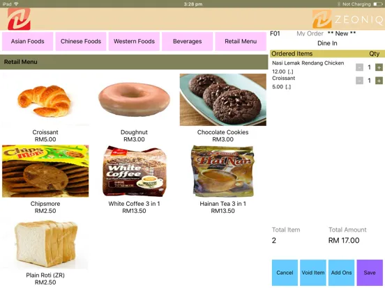 Zeoniq POS iPad  Screenshots