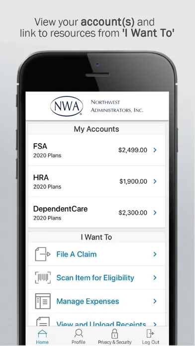 Capturas de tela do NWA HRA Mobile