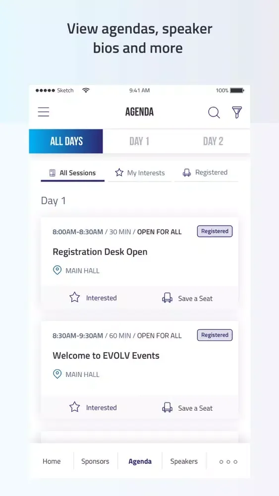 EVOLV Events Ekran Görüntüleri