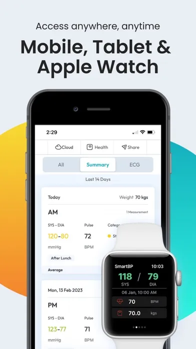 Blood Pressure App SmartBP Screenshots