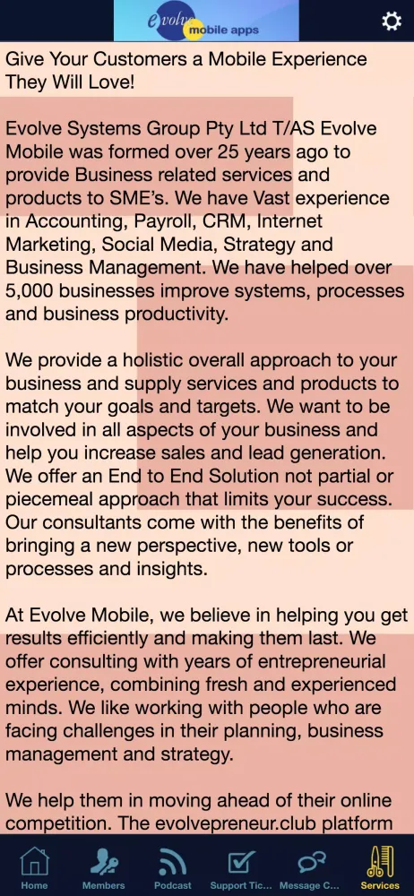 Evolve Mobile CRM スクリーンショット