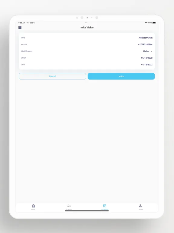 Ảnh chụp màn hình của EvTrack Visitor Management iPad 