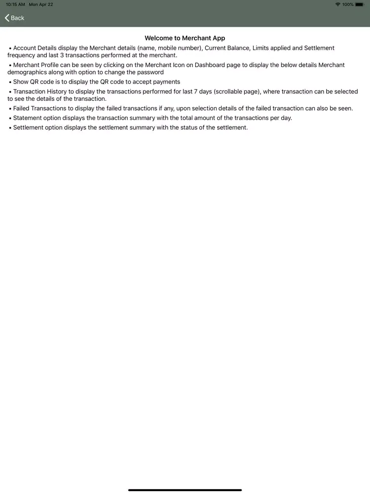 eWallet Merchant iPad 應用截圖