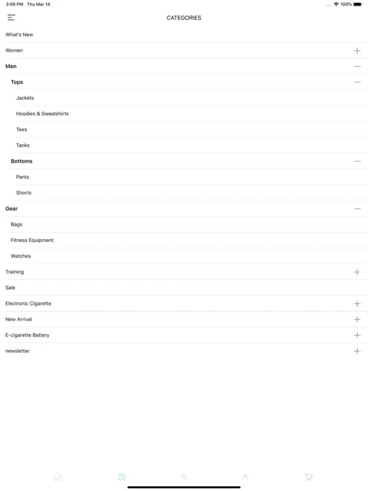 Tangkapan skrin Native Mobile app for Magento2 iPad 