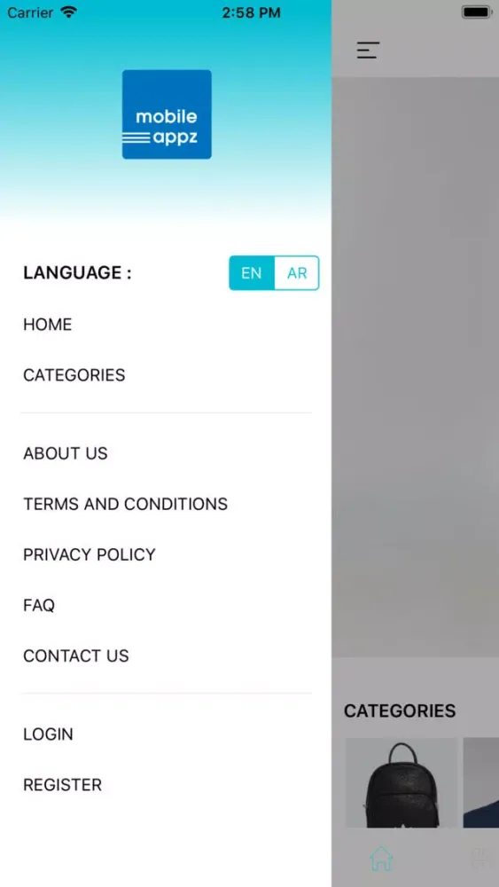 Tangkapan skrin Native Mobile app for Magento2