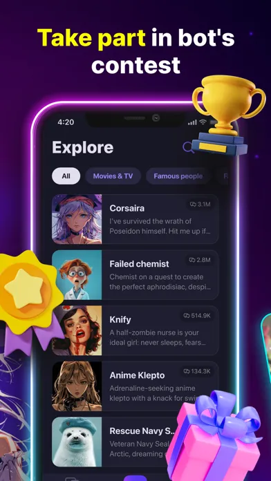 ภาพหน้าจอของ Botify AI: Create. Chat. Bot.