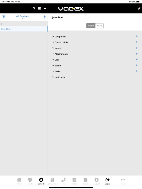 Vac-Ex CRM iPad 应用截图