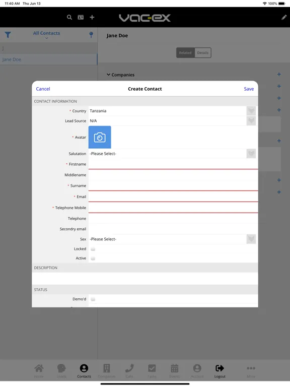 Vac-Ex CRM iPad 应用截图
