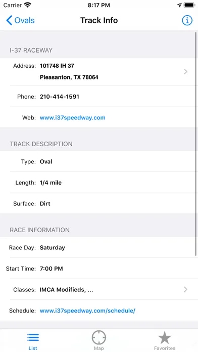 Tangkapan layar Texas Race Tracks