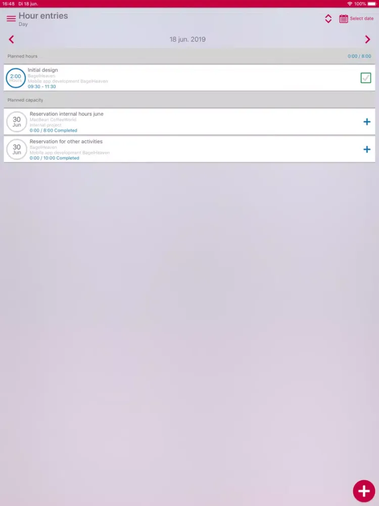 Capturas de tela do Exact Hour Entry iPad 