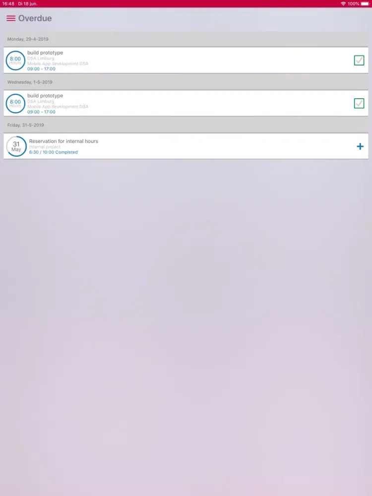 Capturas de tela do Exact Hour Entry iPad 