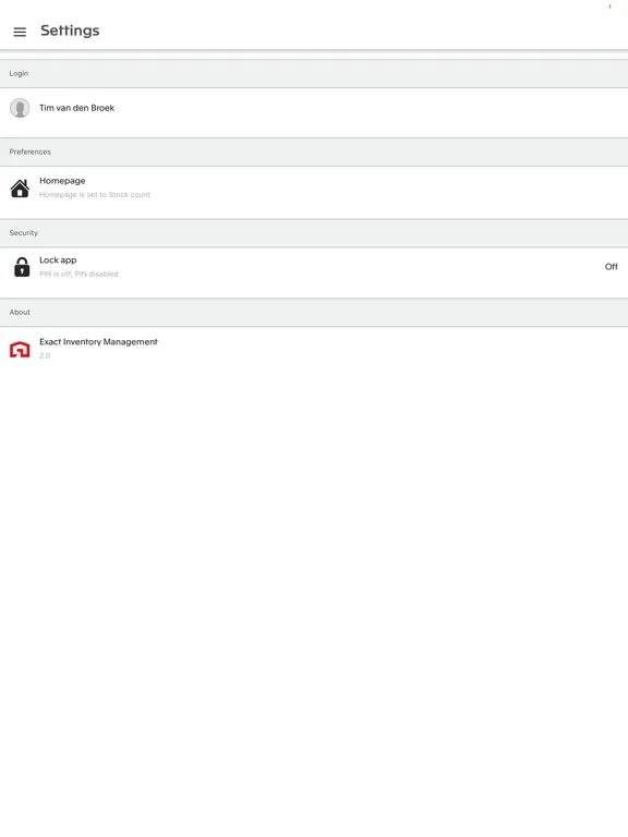 Zrzuty ekranu Exact Inventory Management iPad 