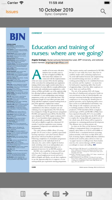 British Journal of Nursing スクリーンショット