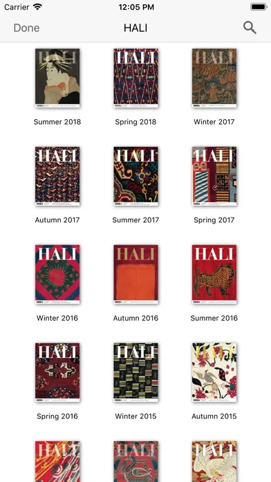 Capturas de tela do HALI Magazine