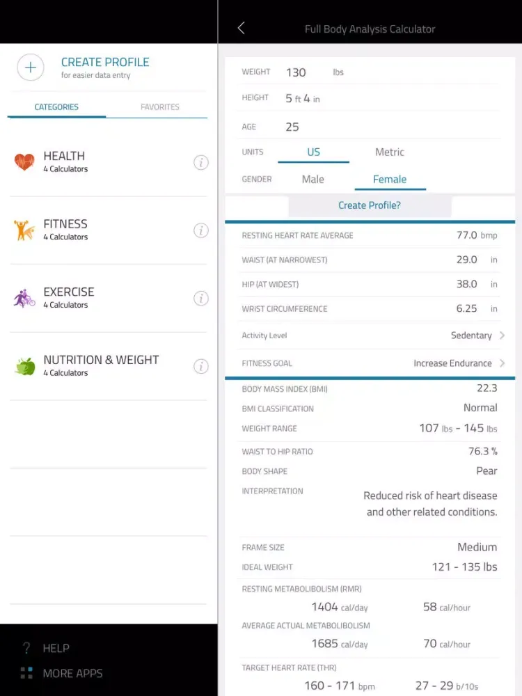 Fit Calc: Fitness calculator to help you with full body analysis iPad  Ekran Görüntüleri