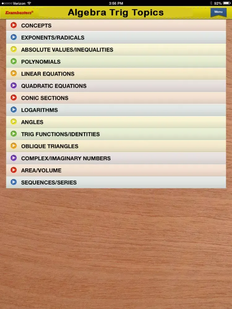 NY Regents Algebra 2-Trig Flashcards Exambusters iPad  スクリーンショット