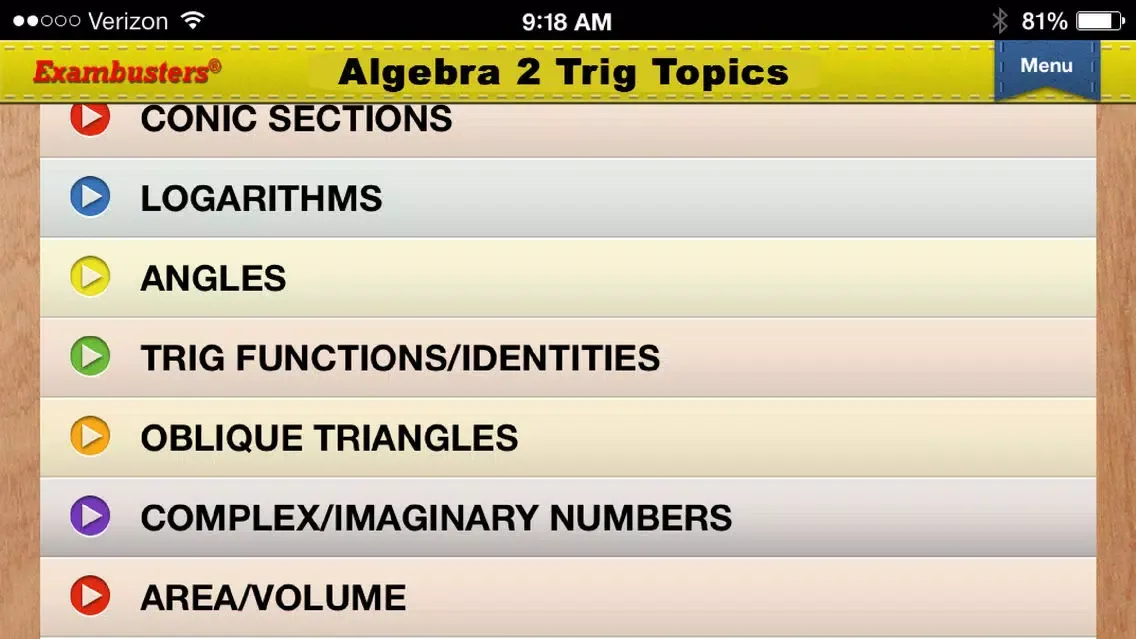 NY Regents Algebra 2-Trig Flashcards Exambusters スクリーンショット