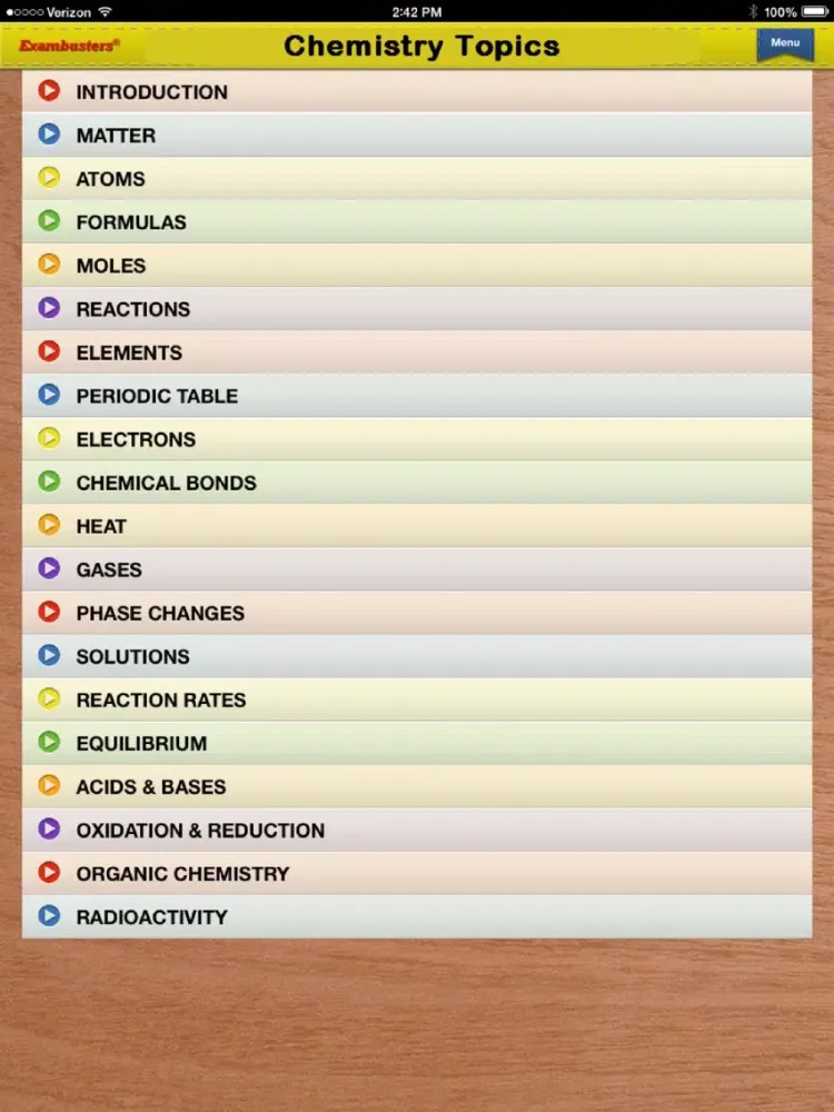 Tangkapan layar NY Regents Chemistry Prep Flashcards Exambusters iPad 