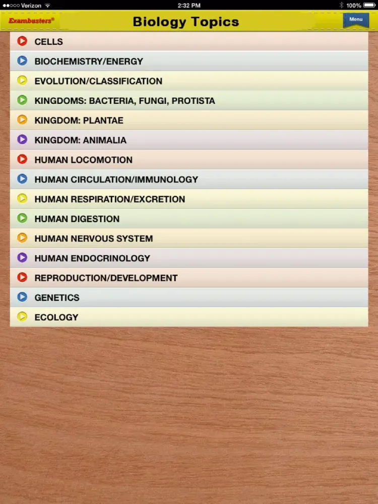 Tangkapan skrin SAT Biology E/M Prep Flashcards Exambusters iPad 