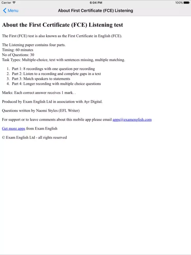 First Certificate Listening iPad 应用截图