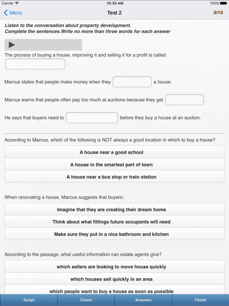 Ảnh chụp màn hình của IELTS Listening Practice iPad 