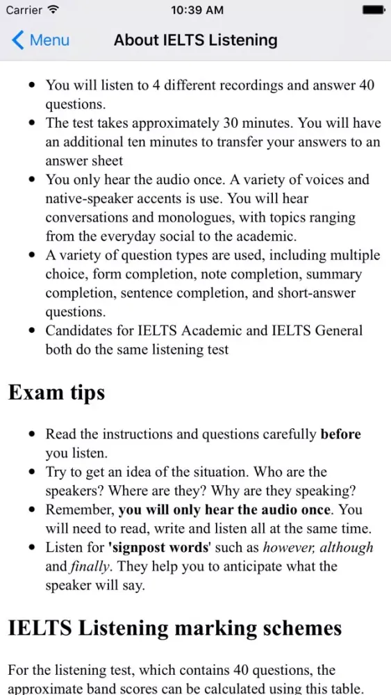Ảnh chụp màn hình của IELTS Listening Practice