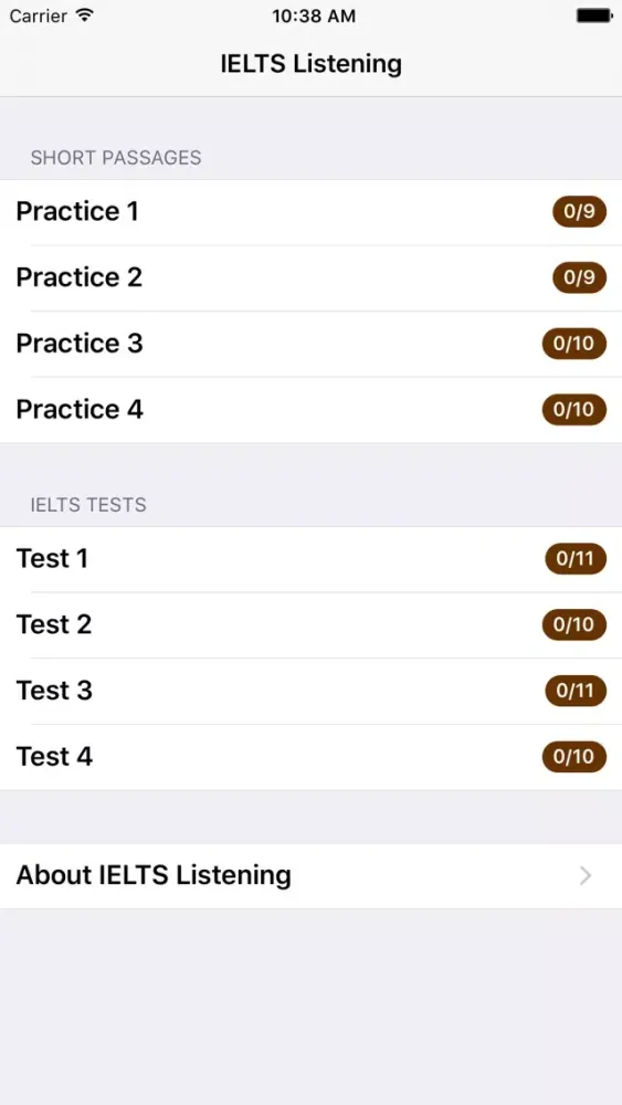 Ảnh chụp màn hình của IELTS Listening Practice