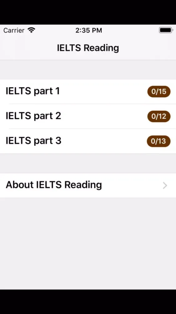 Ảnh chụp màn hình của IELTS Reading Practice