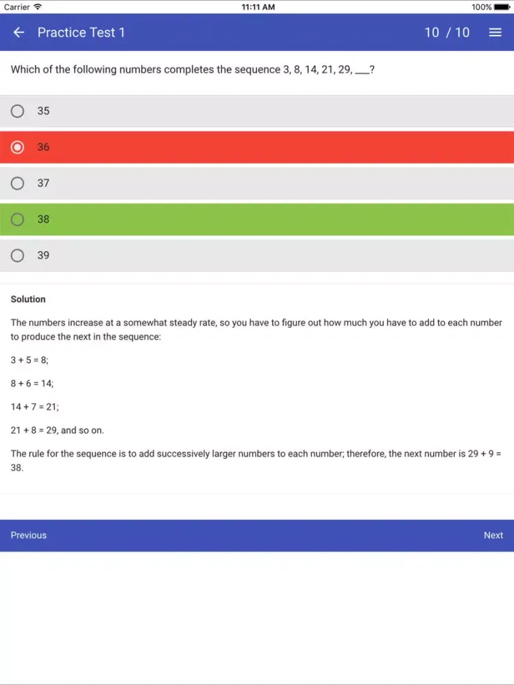 Zrzuty ekranu ACT Maths Practice Tests iPad 