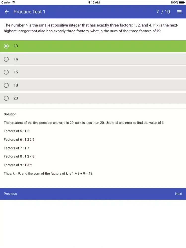 Zrzuty ekranu ACT Maths Practice Tests iPad 