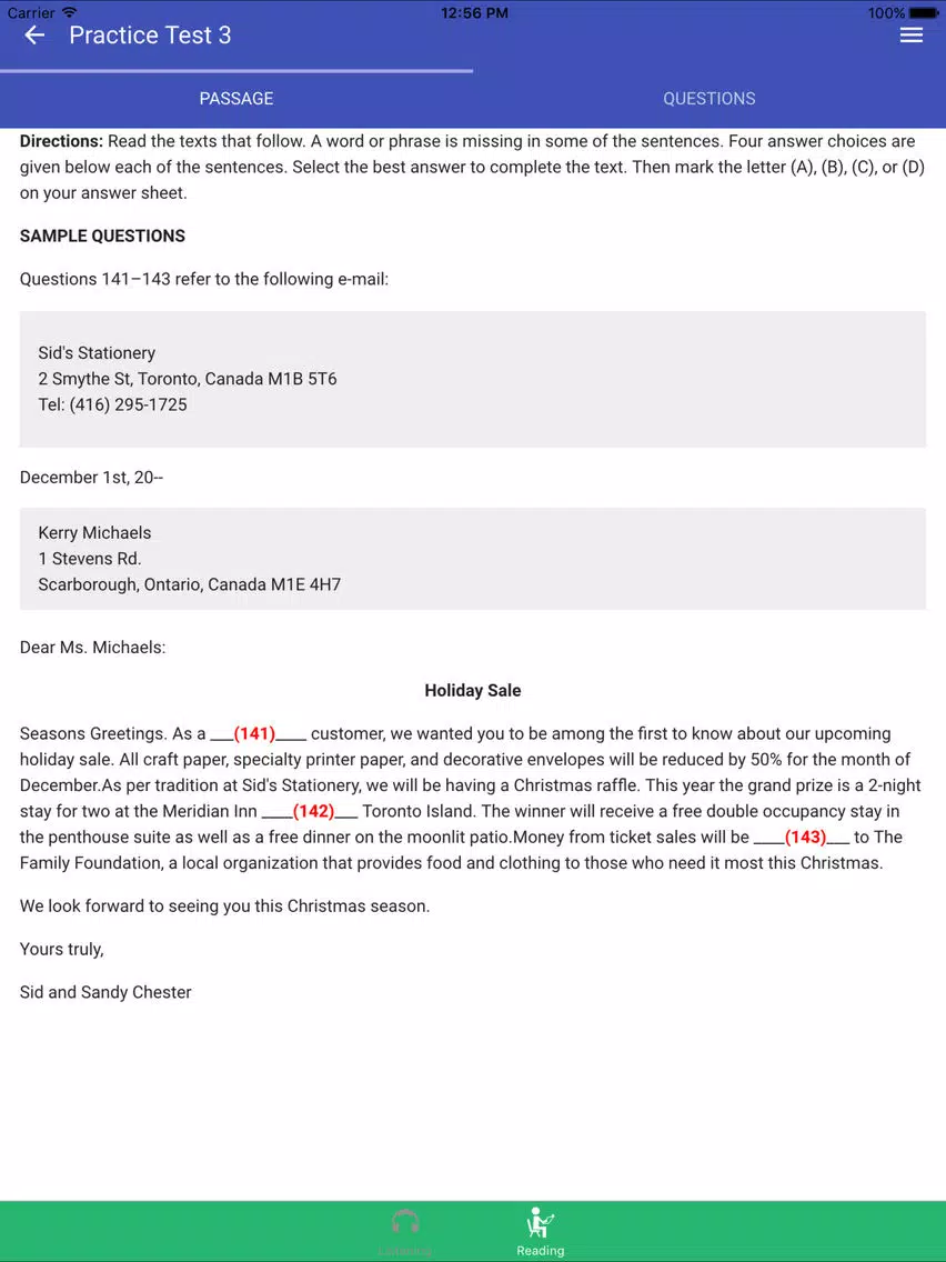 TOEIC Listening & Reading Practice Tests iPad  스크린샷