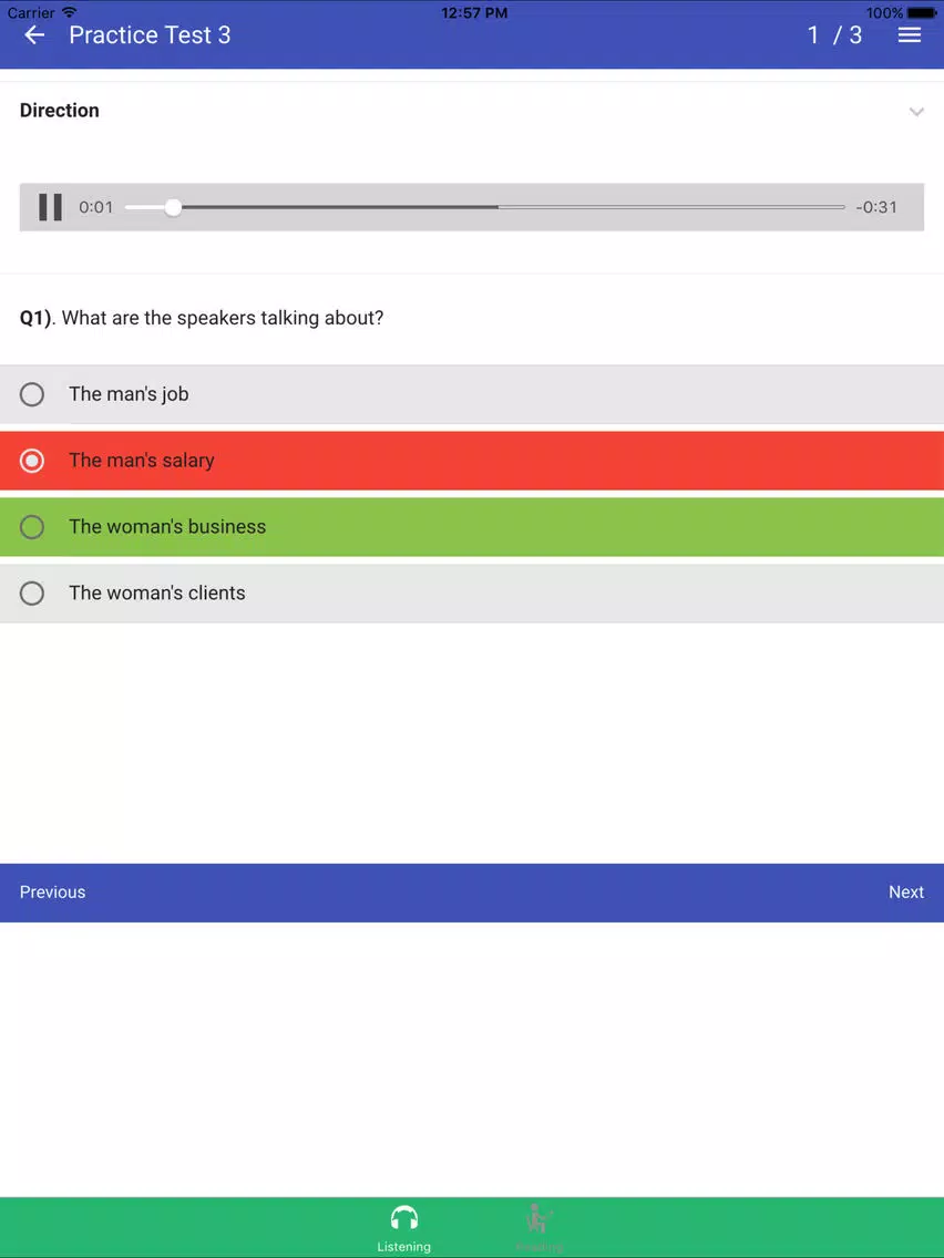 TOEIC Listening & Reading Practice Tests iPad  스크린샷