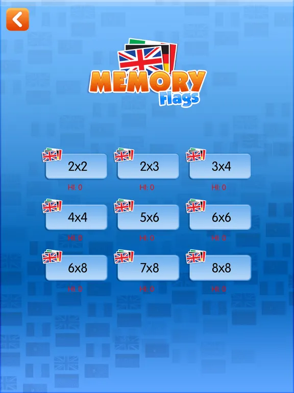 Memory Flags Game iPad  Screenshots