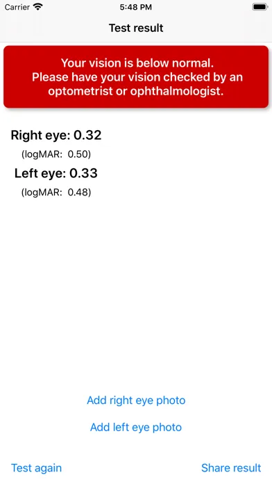Eye Test - Visual Acuity Screenshots