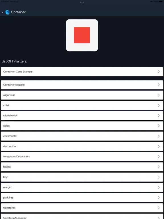Ảnh chụp màn hình của Flutter Doc's iPad
