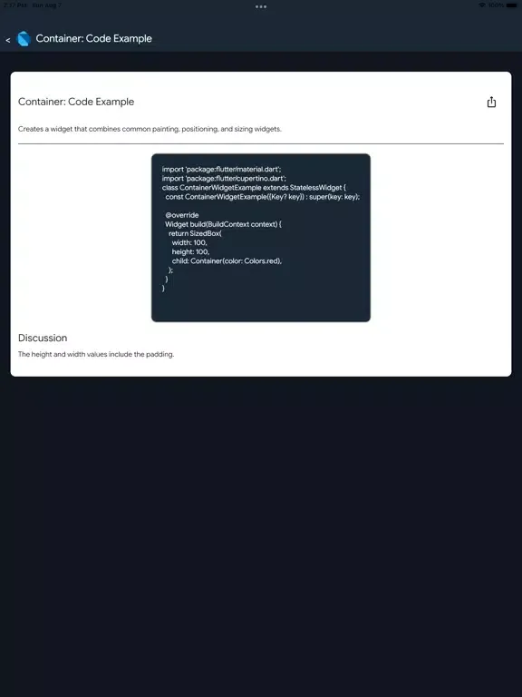 Ảnh chụp màn hình của Flutter Doc's iPad