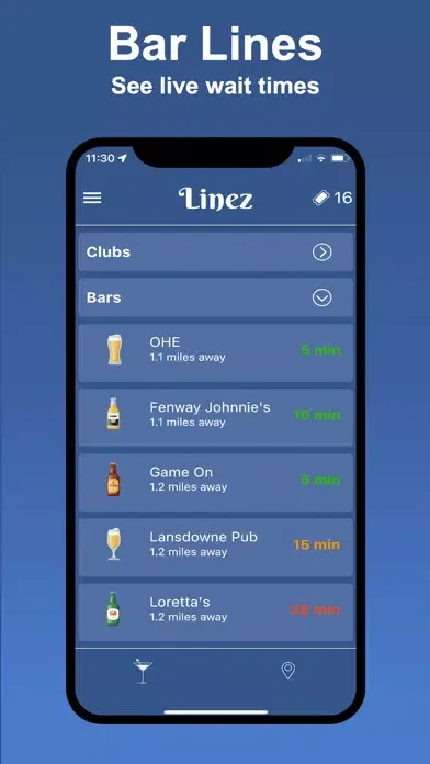 Capturas de tela do Linez App