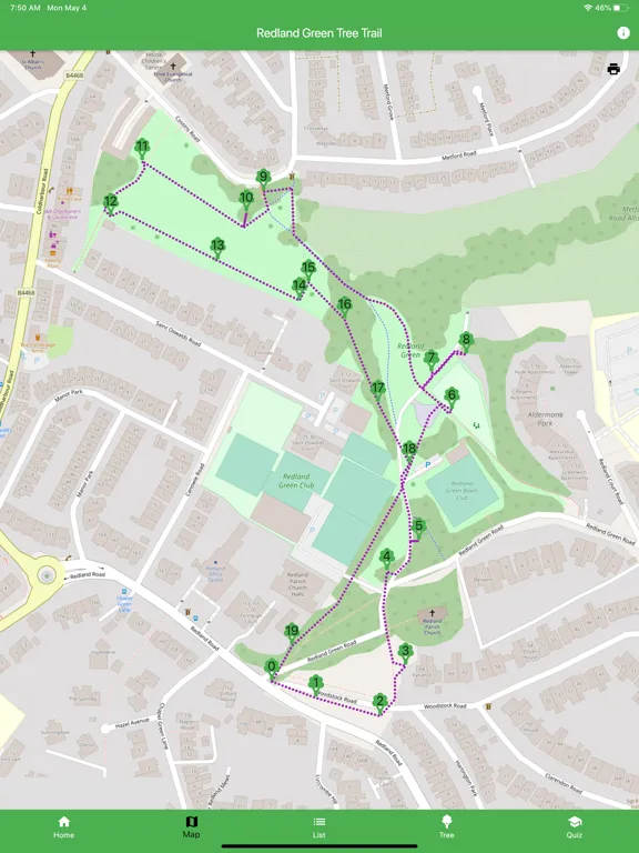 Tangkapan layar Redland Green Tree Trail iPad 