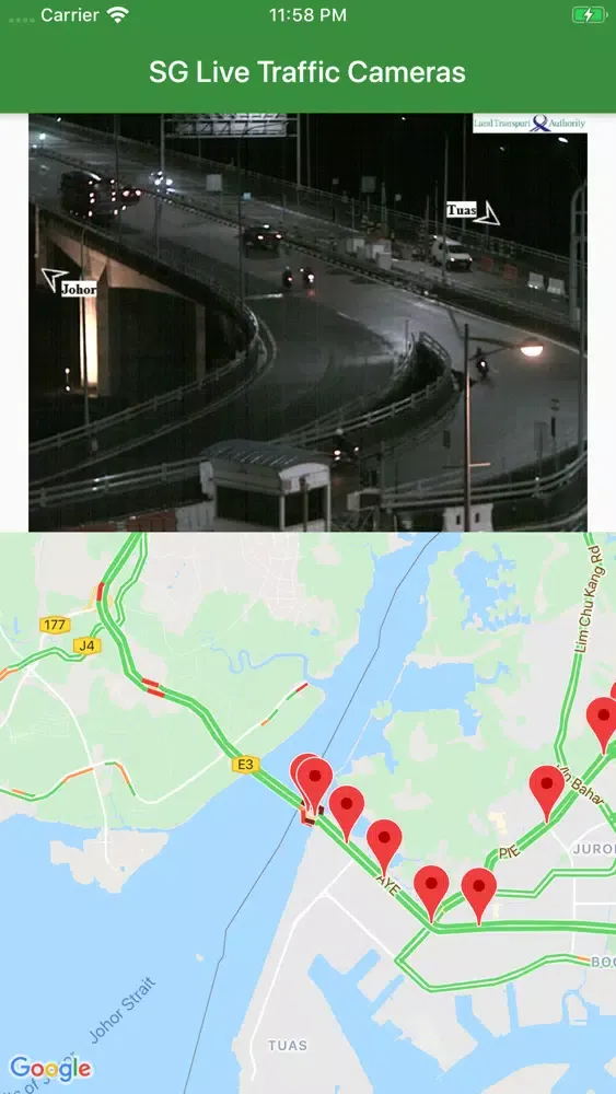 Ảnh chụp màn hình của SG Live Traffic Cameras