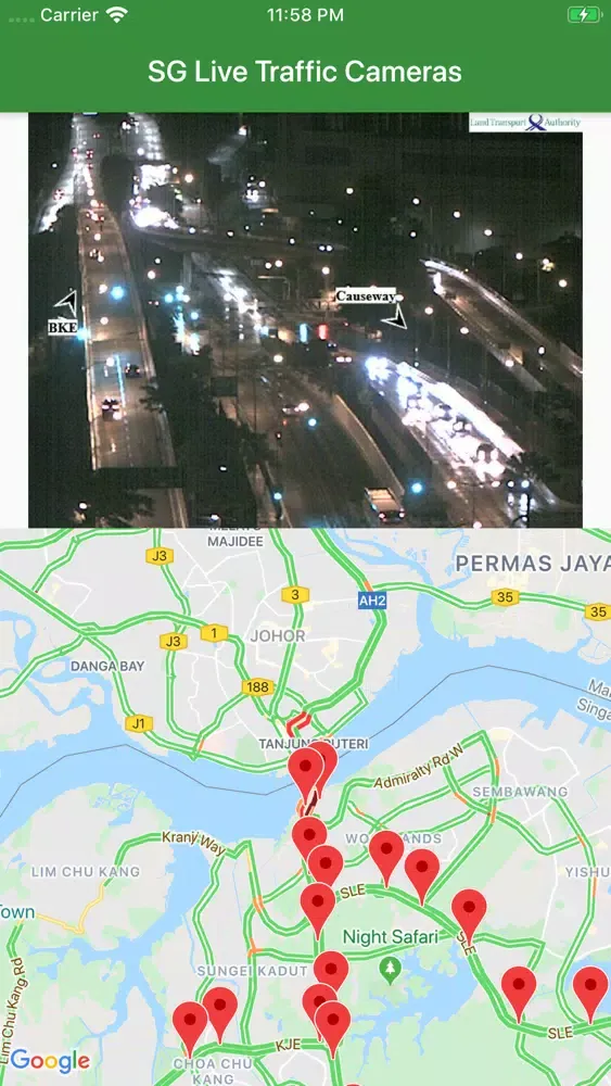 Ảnh chụp màn hình của SG Live Traffic Cameras